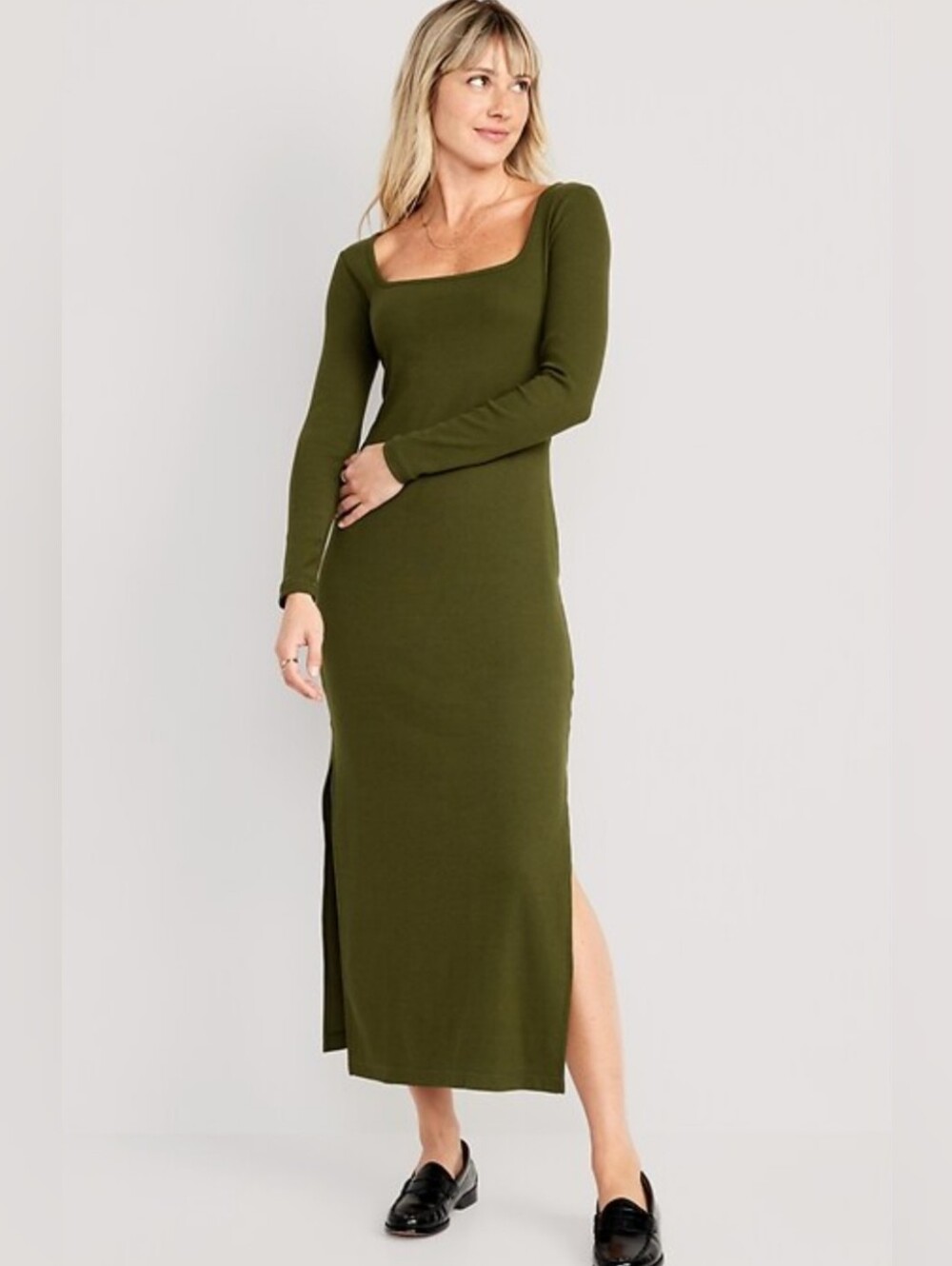 Olive Green Long Sleeve Dress